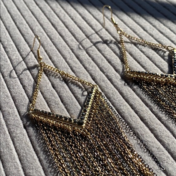 Gold silver chains hanging earring - Picture 1 of 4